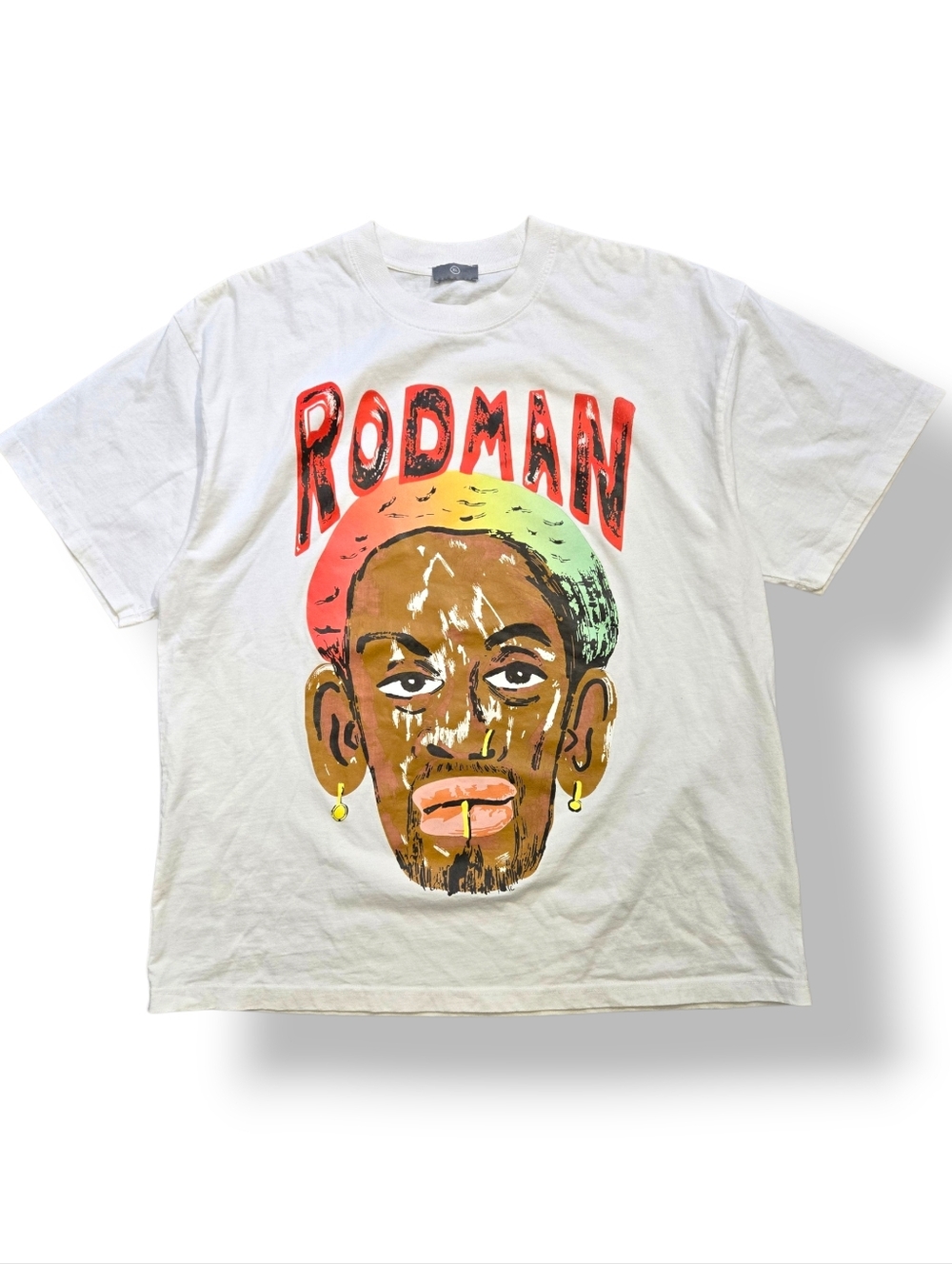 Rodman Painting T-Shirt Tee Mens XL Graffiti White Boxy cotton blend